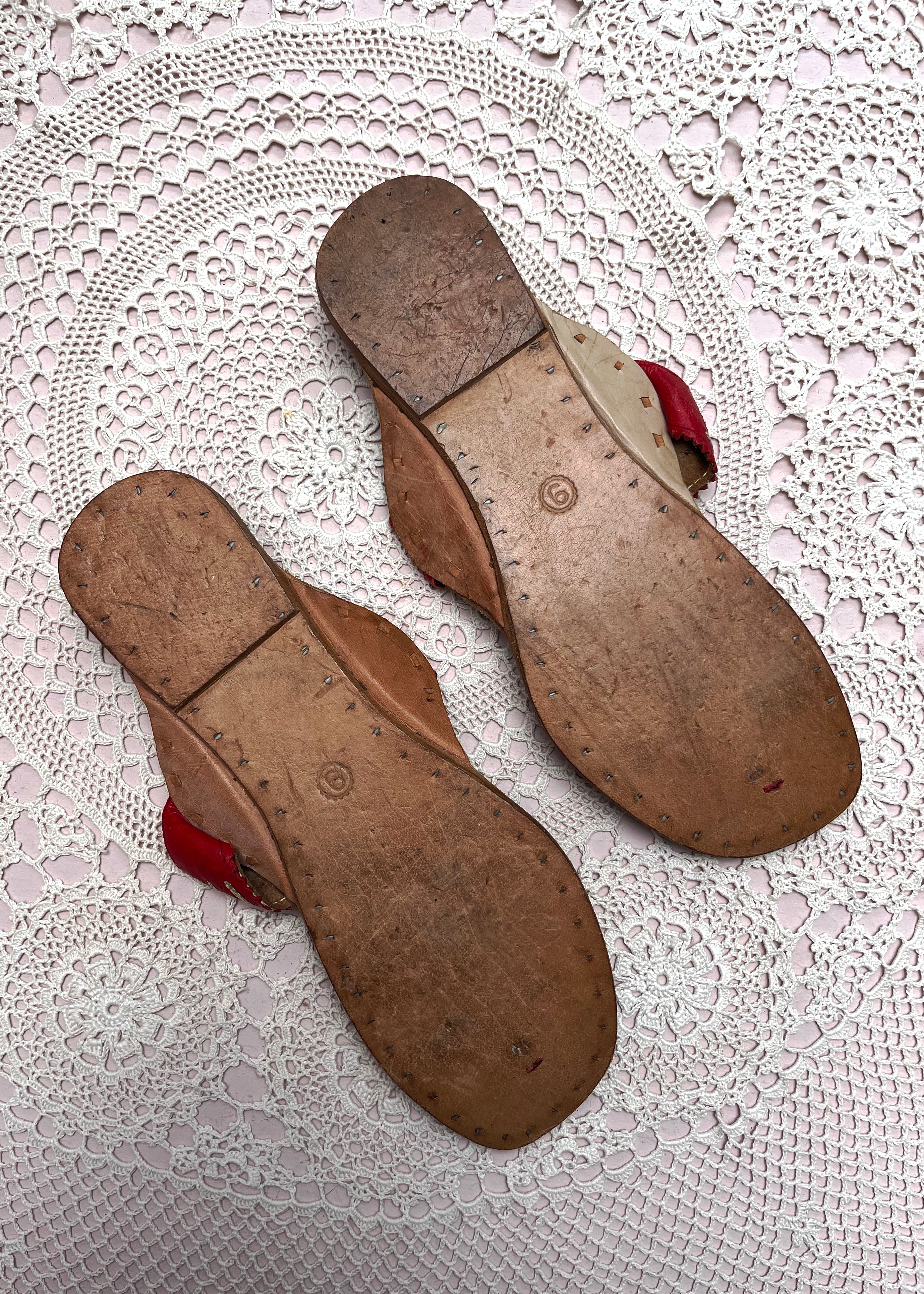 Moroccan Red Leather Sandals