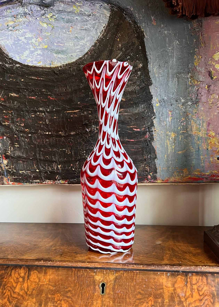 Murano Candy Stripe Red Vase