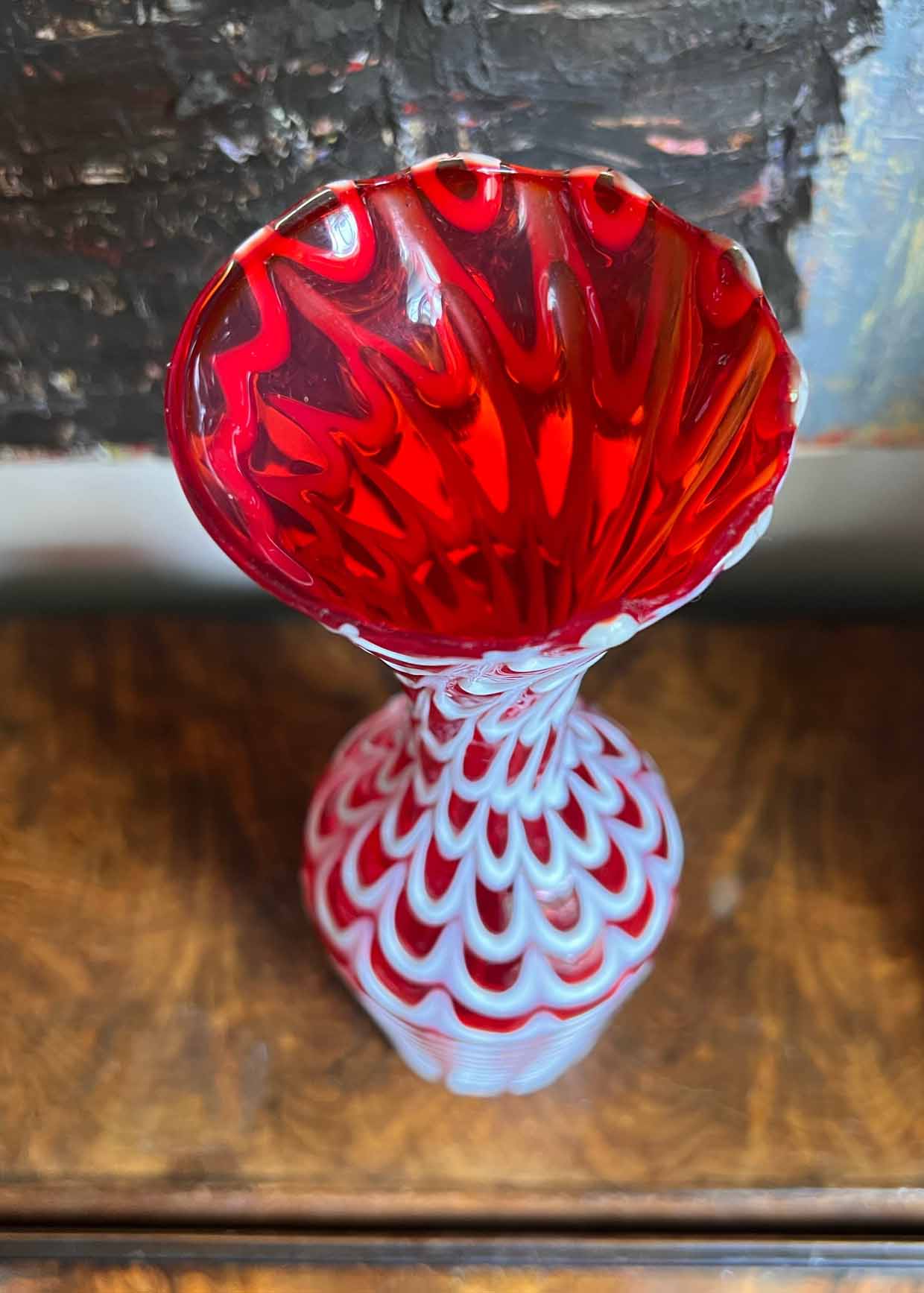 Murano Candy Stripe Red Vase