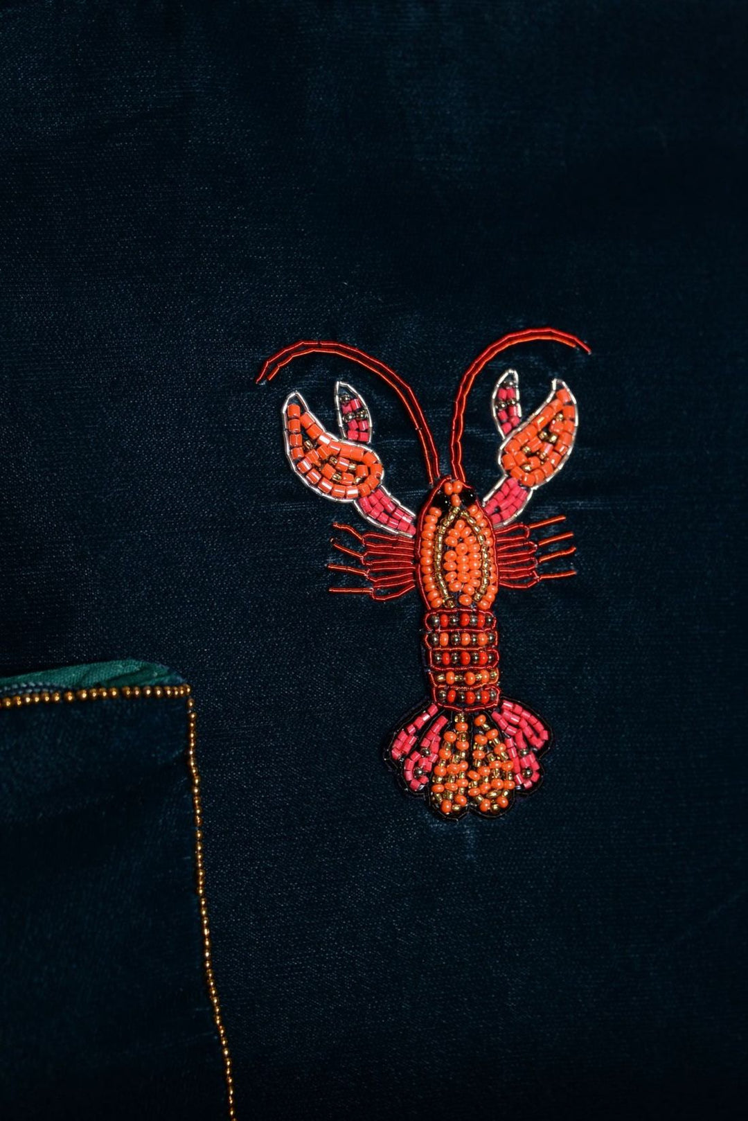 Velvet Beaded Ocean Teal Lobster Purse