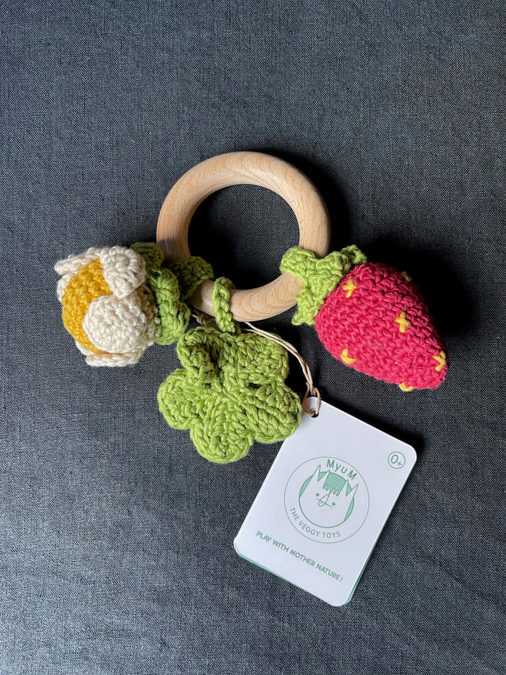 Crochet Strawberry Teether &amp; Rattle