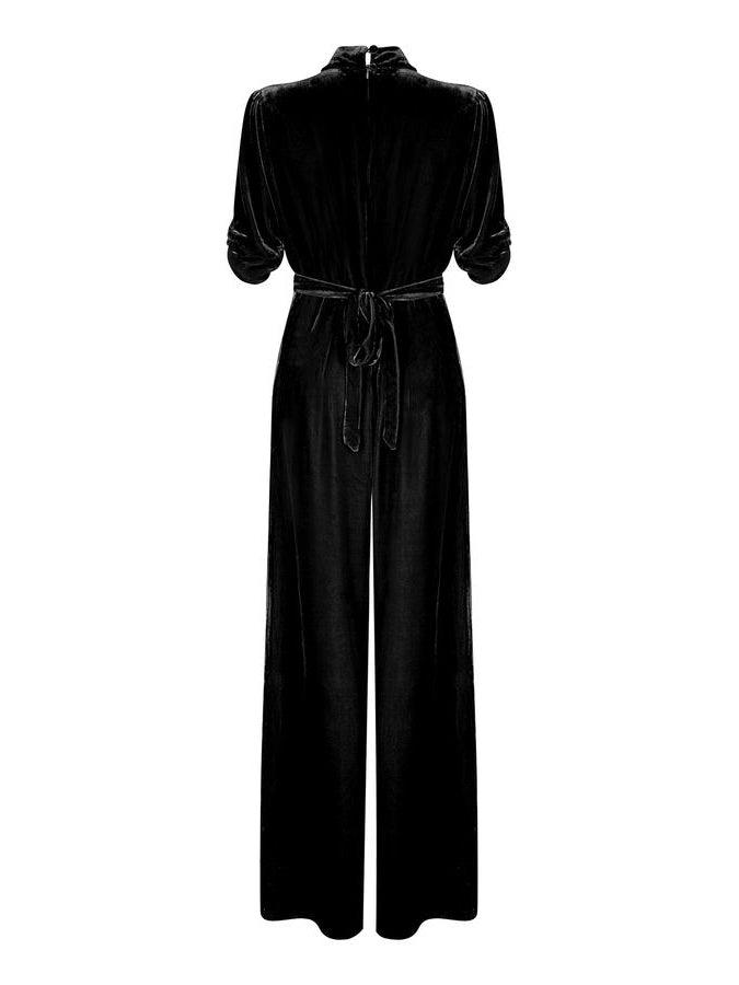 Sable Jumpsuit Silk Velvet - Jet Black