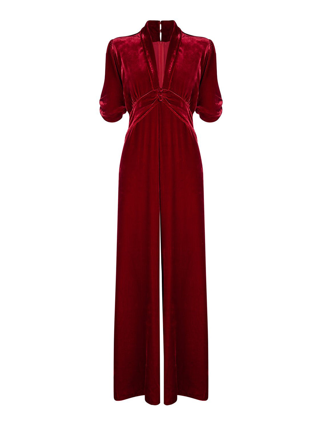 Sable Jumpsuit Silk Velvet - Deep Red