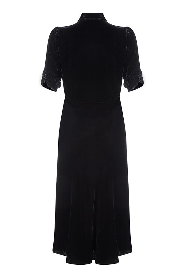 Sable Midi Dress Jet Black Silk Velvet