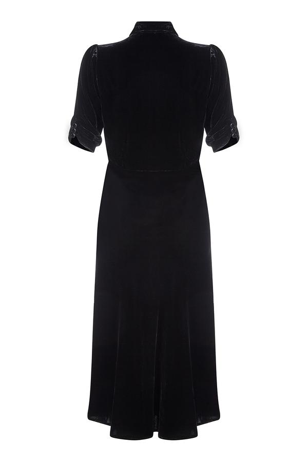 Sable Midi Dress Jet Black Silk Velvet