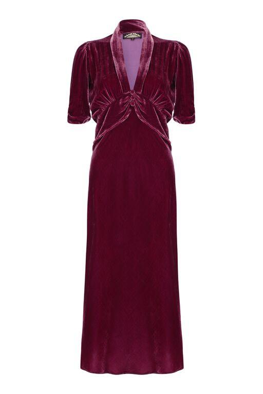 Sable Midi Dress Rosewood Silk Velvet