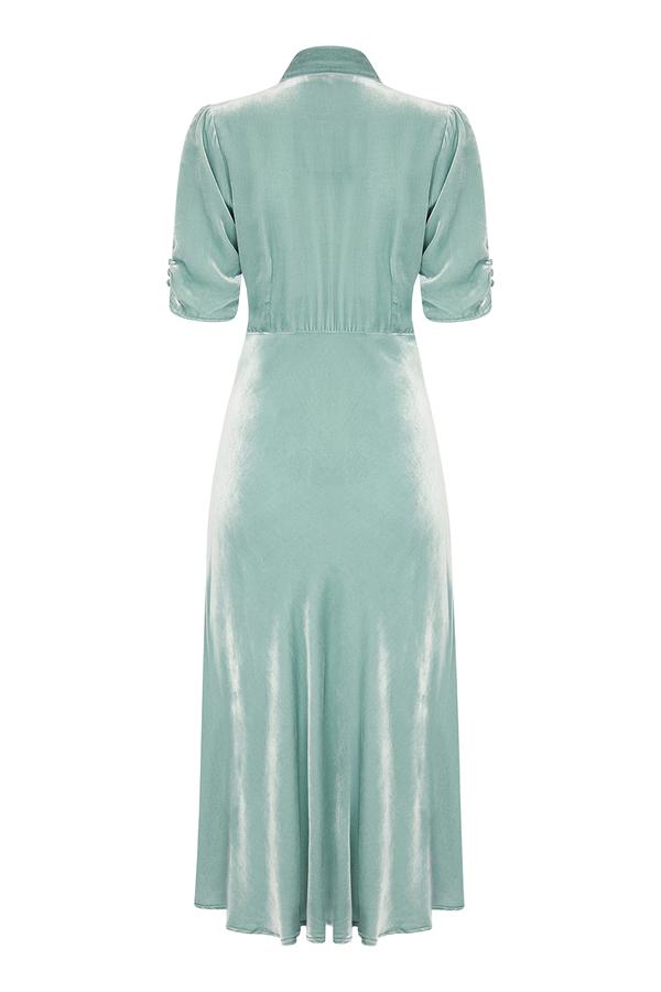Sable Midi Dress Sea Foam Silk Velvet