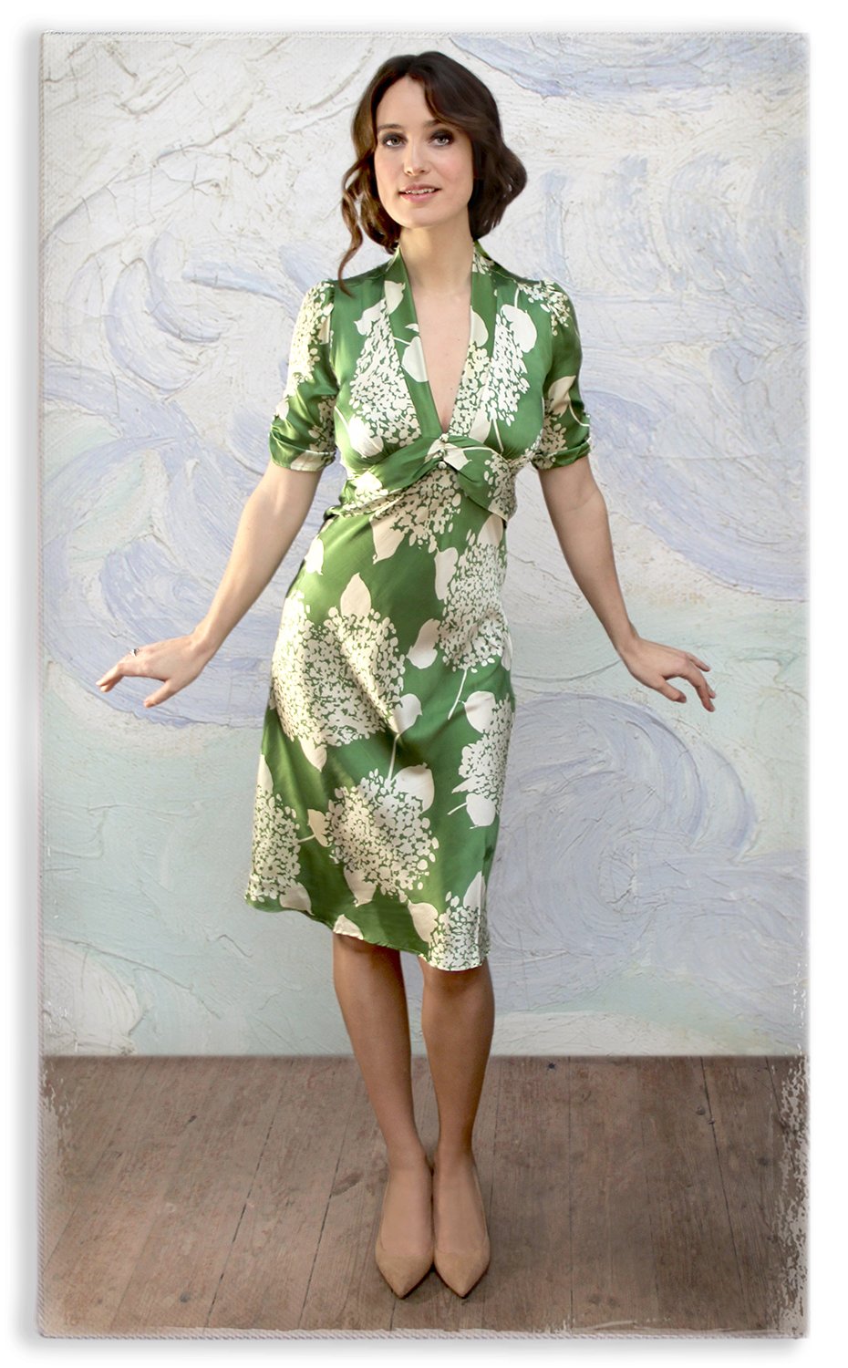 Nancy Mac Green Hydrangea Sable Dress