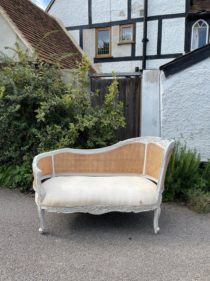 Ornate Carved French Style Rattan Chaise