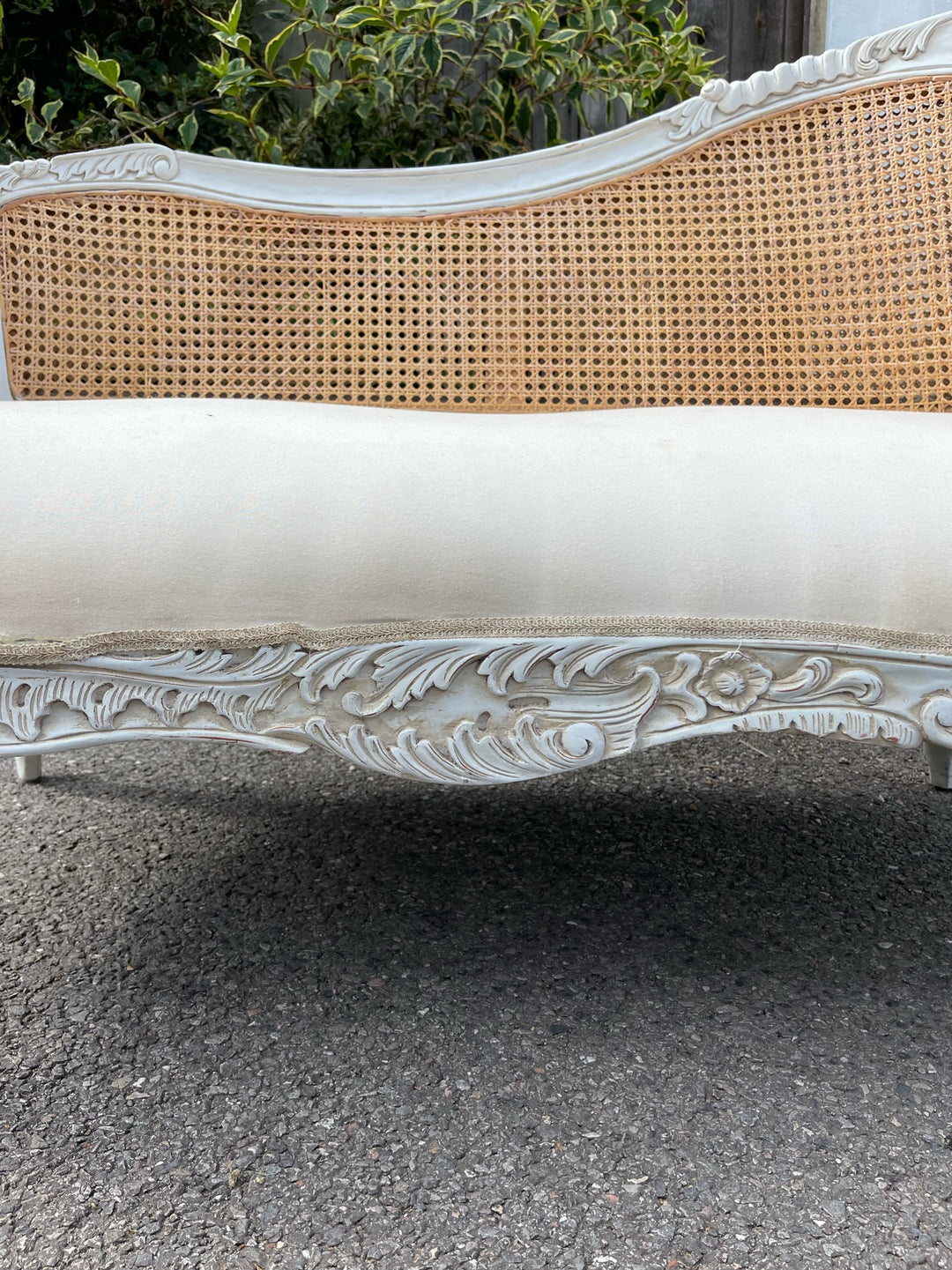 Ornate Carved French Style Rattan Chaise