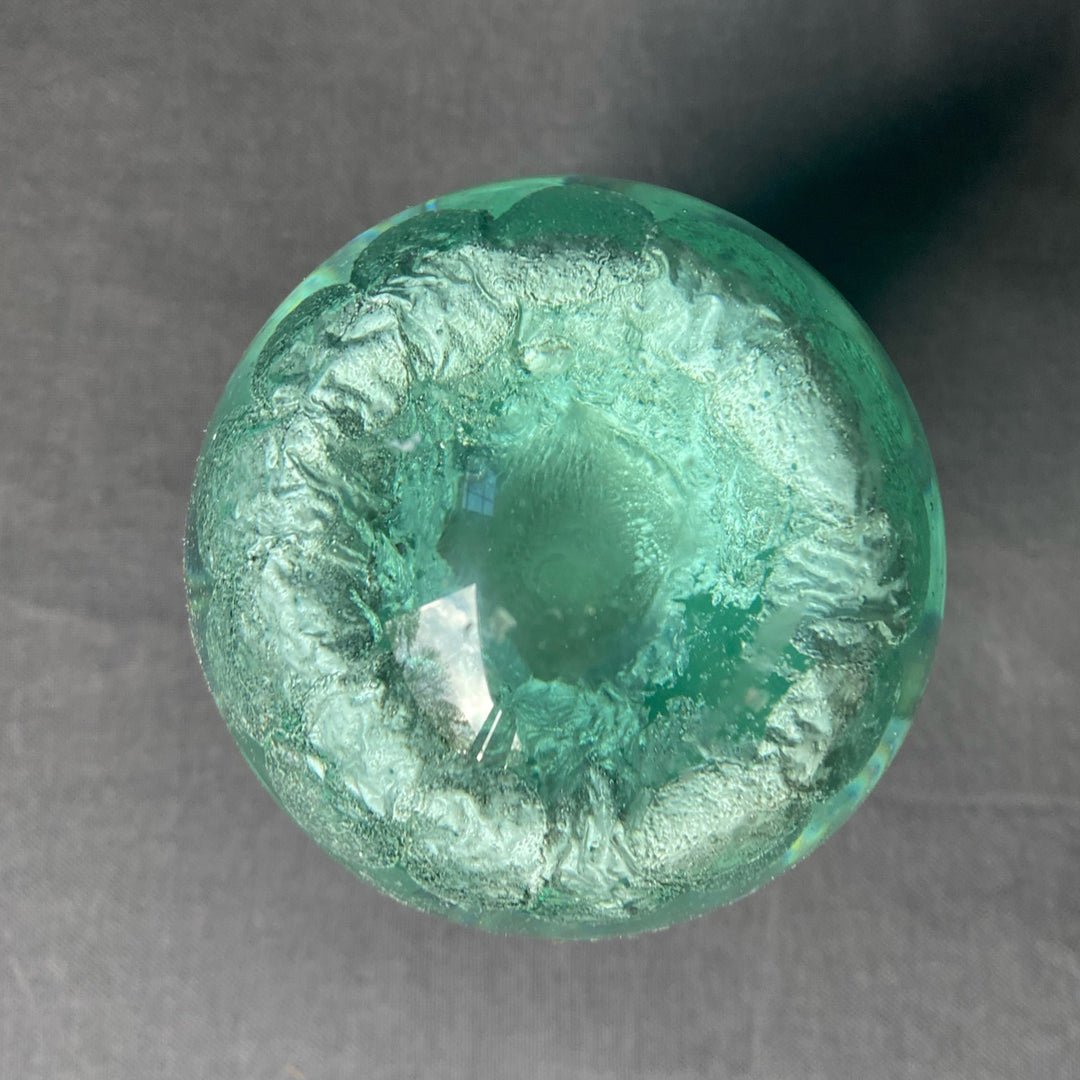 Silver Flower Encased Glass Paperweight