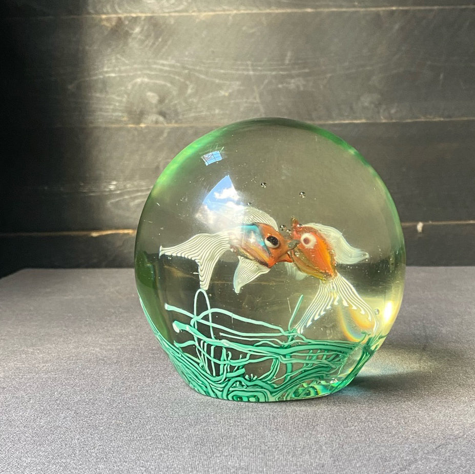 Fratelli Toso Murano Aquarium Art Glass Paperweight
