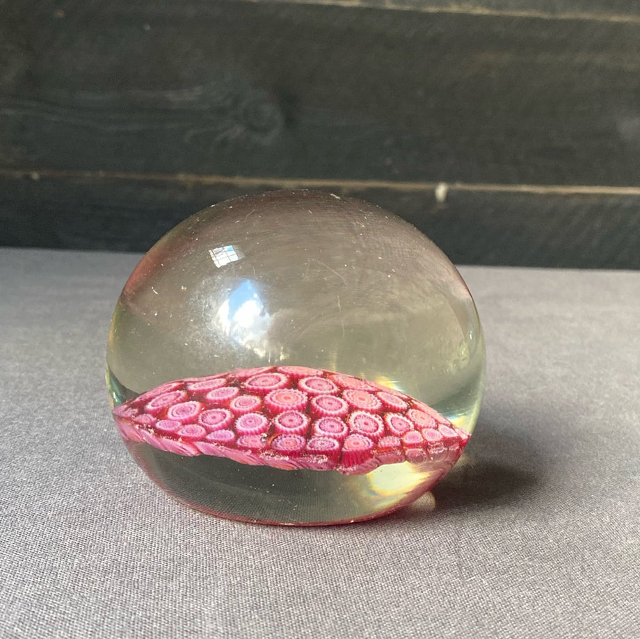 Murano Glass Pink Millefiori Globe Paperweight