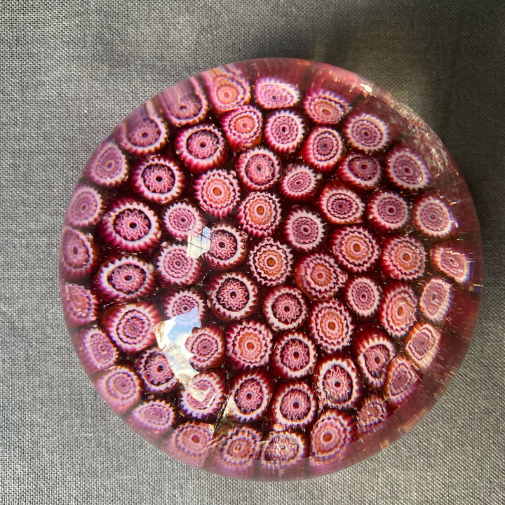 Murano Glass Pink Millefiori Globe Paperweight
