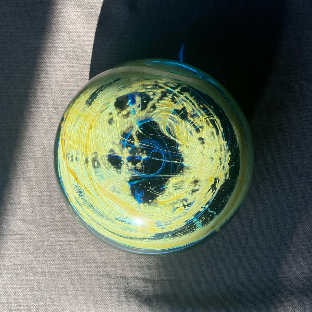 Mdina Mid Century Glass Globe Paperweight - Midnight Beach
