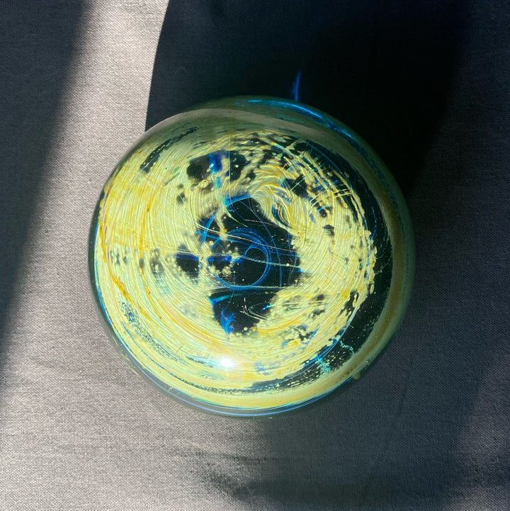 Mdina Mid Century Glass Globe Paperweight - Midnight Beach