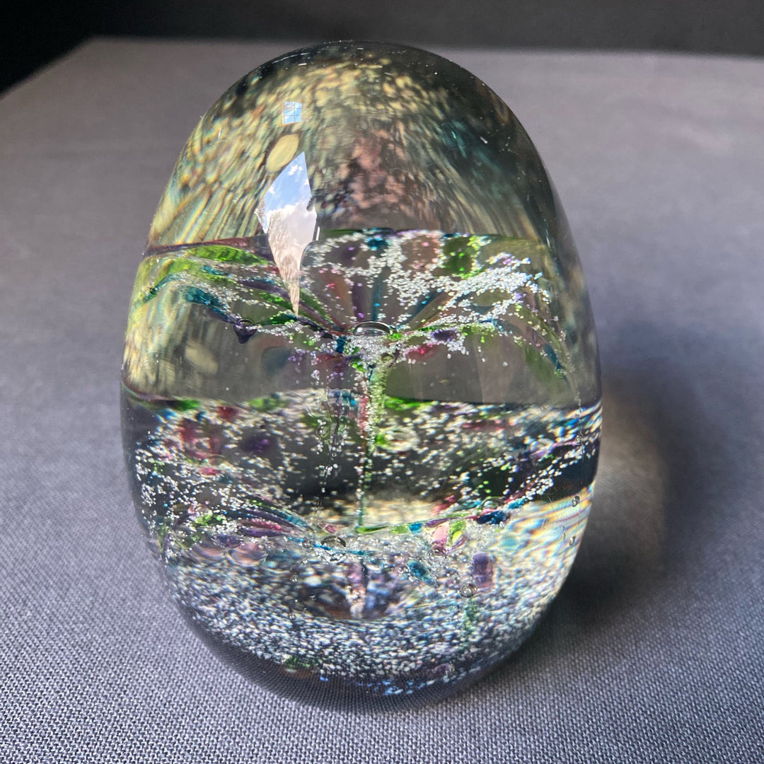 Multi-coloured Glass Egg Paperweight