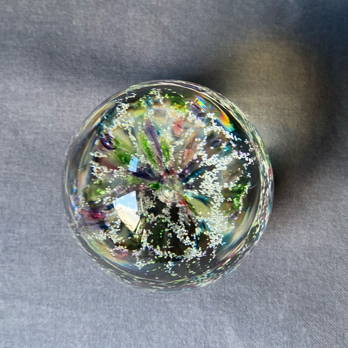 Multi-coloured Glass Egg Paperweight