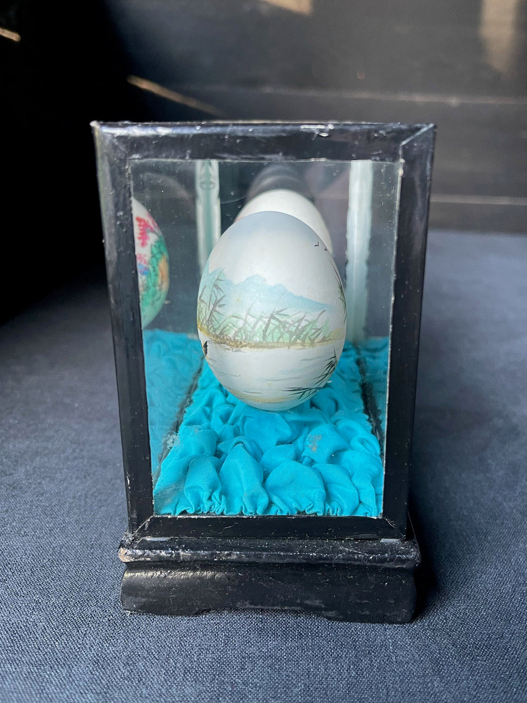 Pair of Vintage Chinese Painted Eggs - Ducks on the River