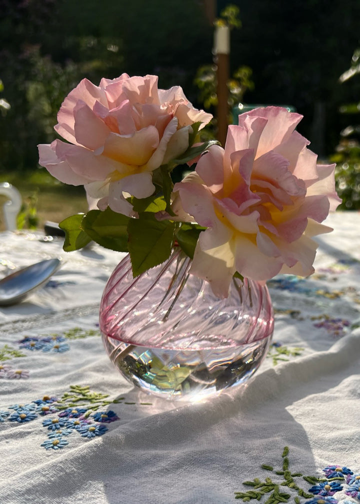 Pink Glass Spiral Vase