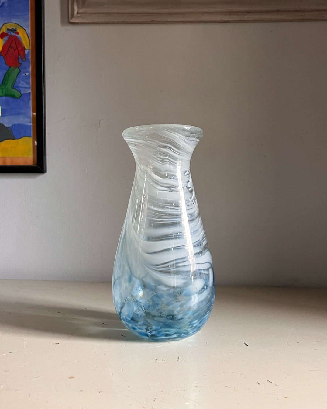 Powder Blue Speckled Swirl Murano Vase