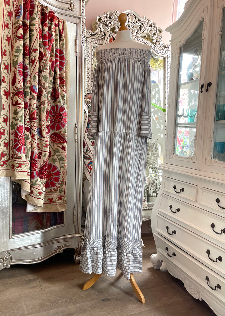 Project AJ117 Off The Shoulder Striped Summer Dress