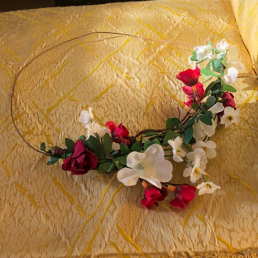 Red &amp; White Floral Headband