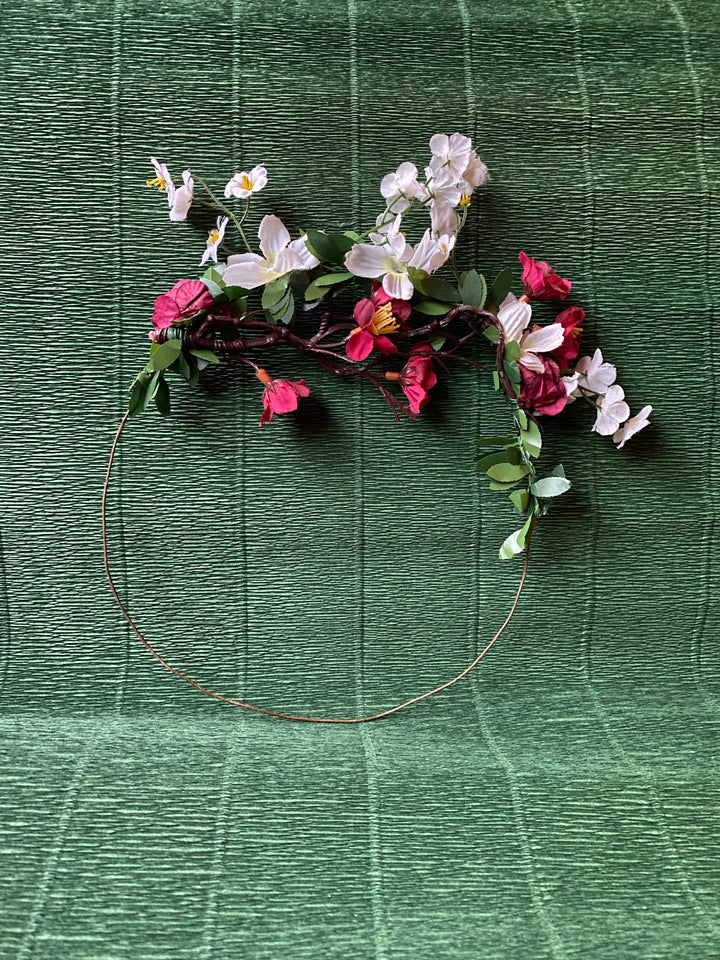 Red &amp; White Floral Headband