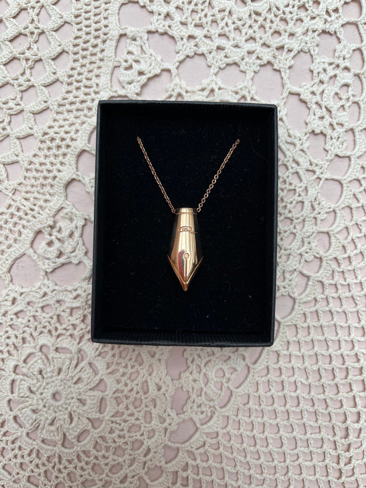 Rose Gold Pen Nib Pendant Necklace