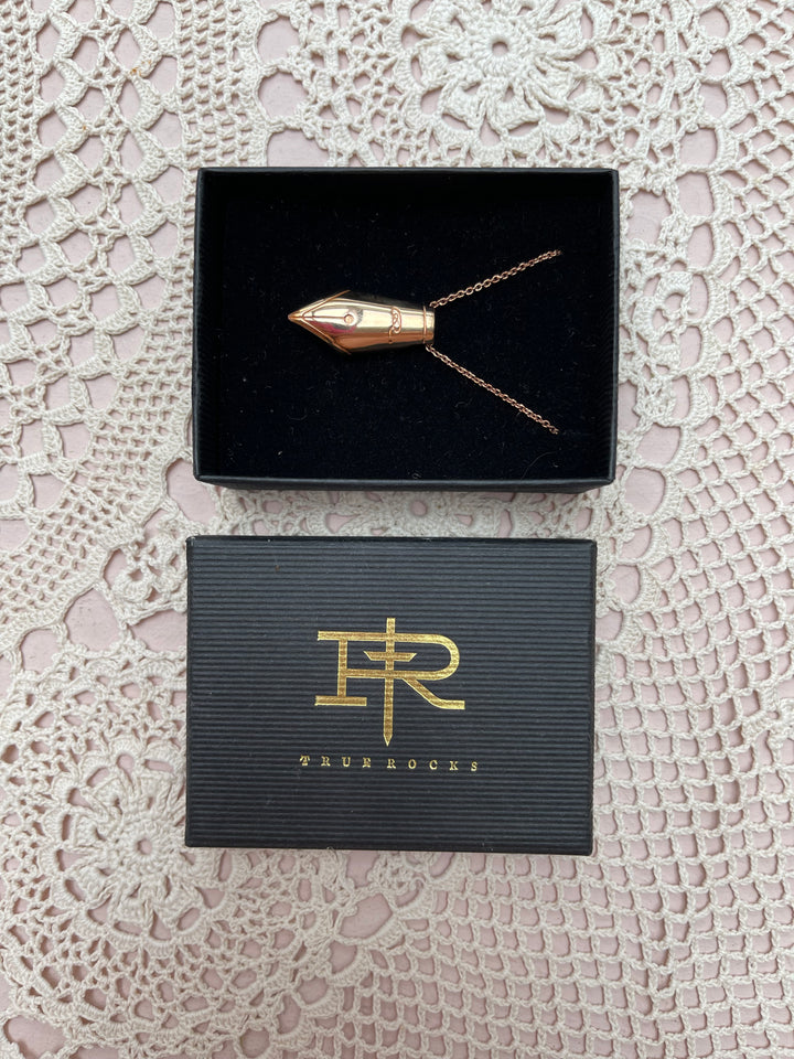 Rose Gold Pen Nib Pendant Necklace