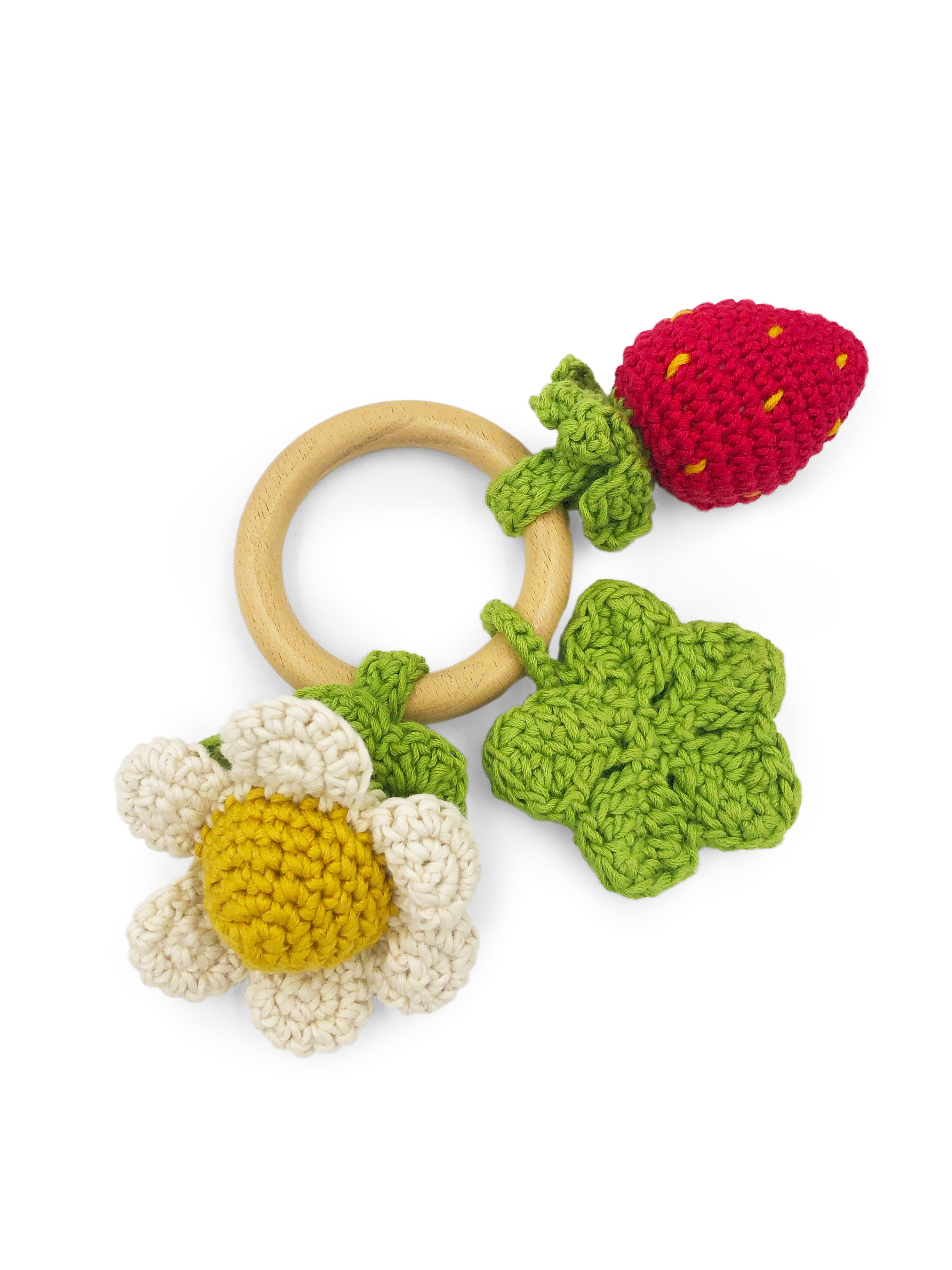Crochet Strawberry Teether & Rattle – Lolapalooza London