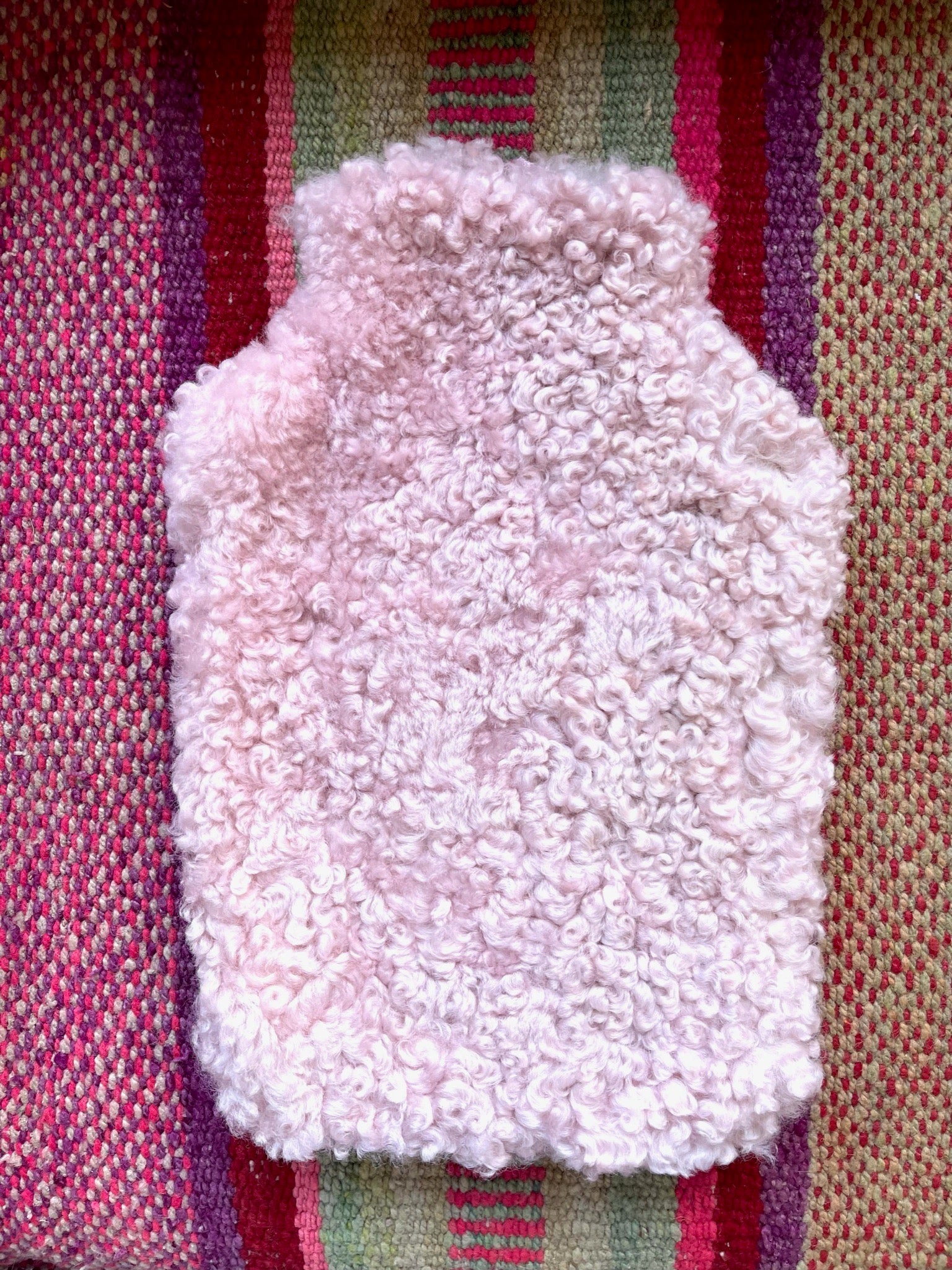 Curly Pink Sheepskin Hot Water Bottle Cover