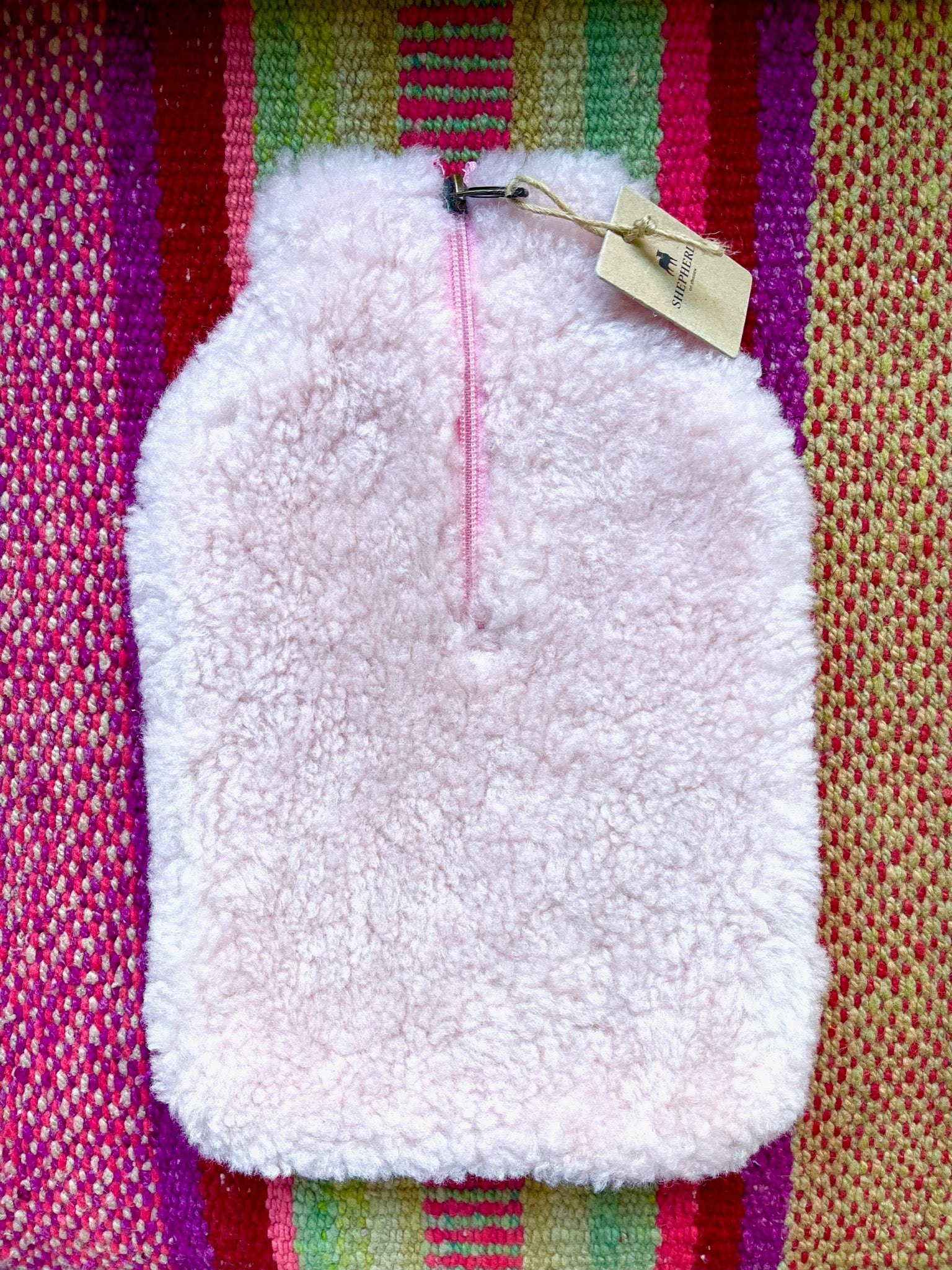 Pink Sheepskin Hot Water Bottle Cover