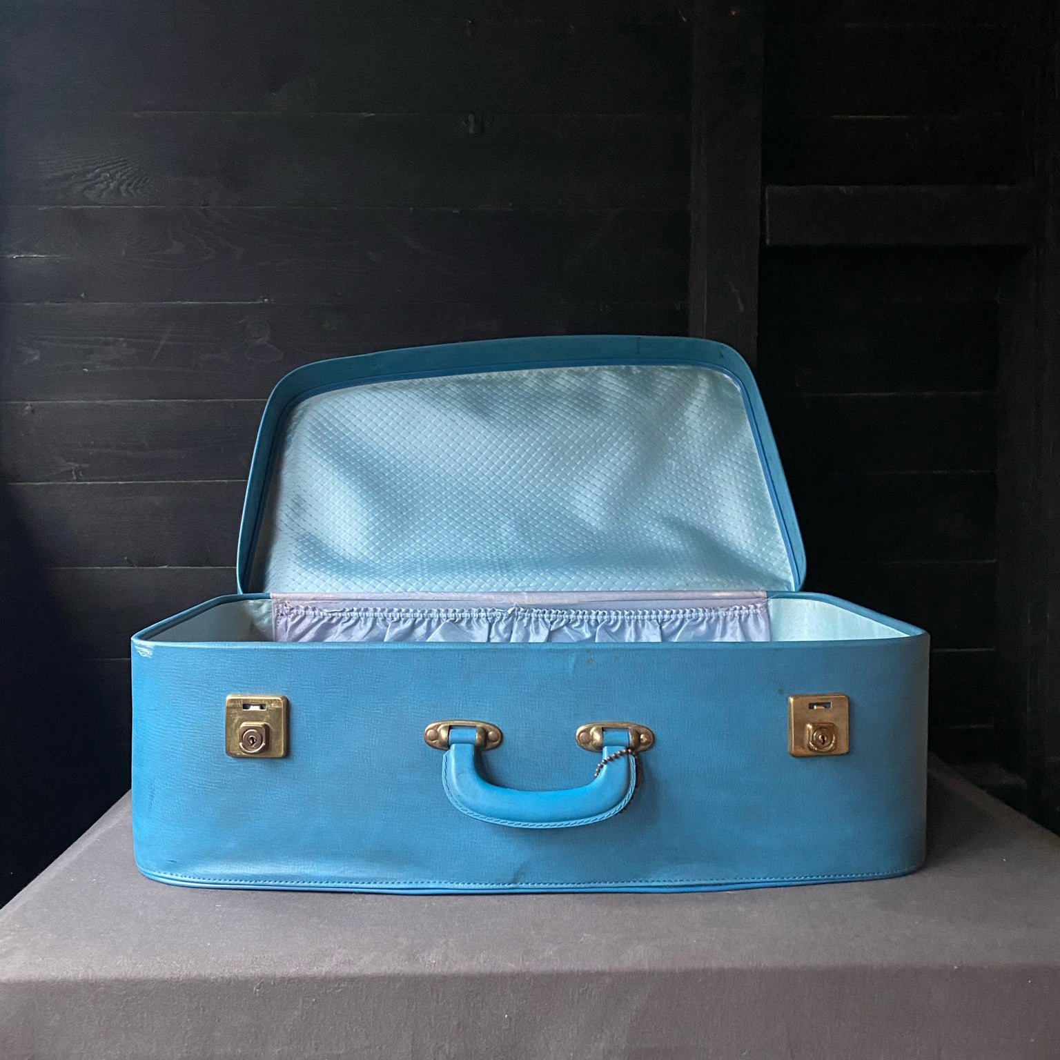 Vintage 1950s Pair of Blue Buffalo Suitcases