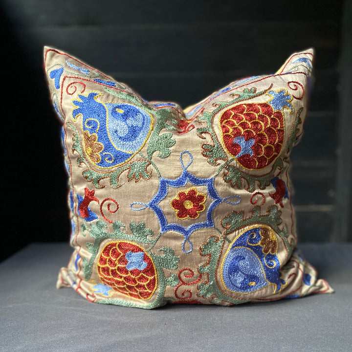 Suzani Cushion with Large Pomegranate Design