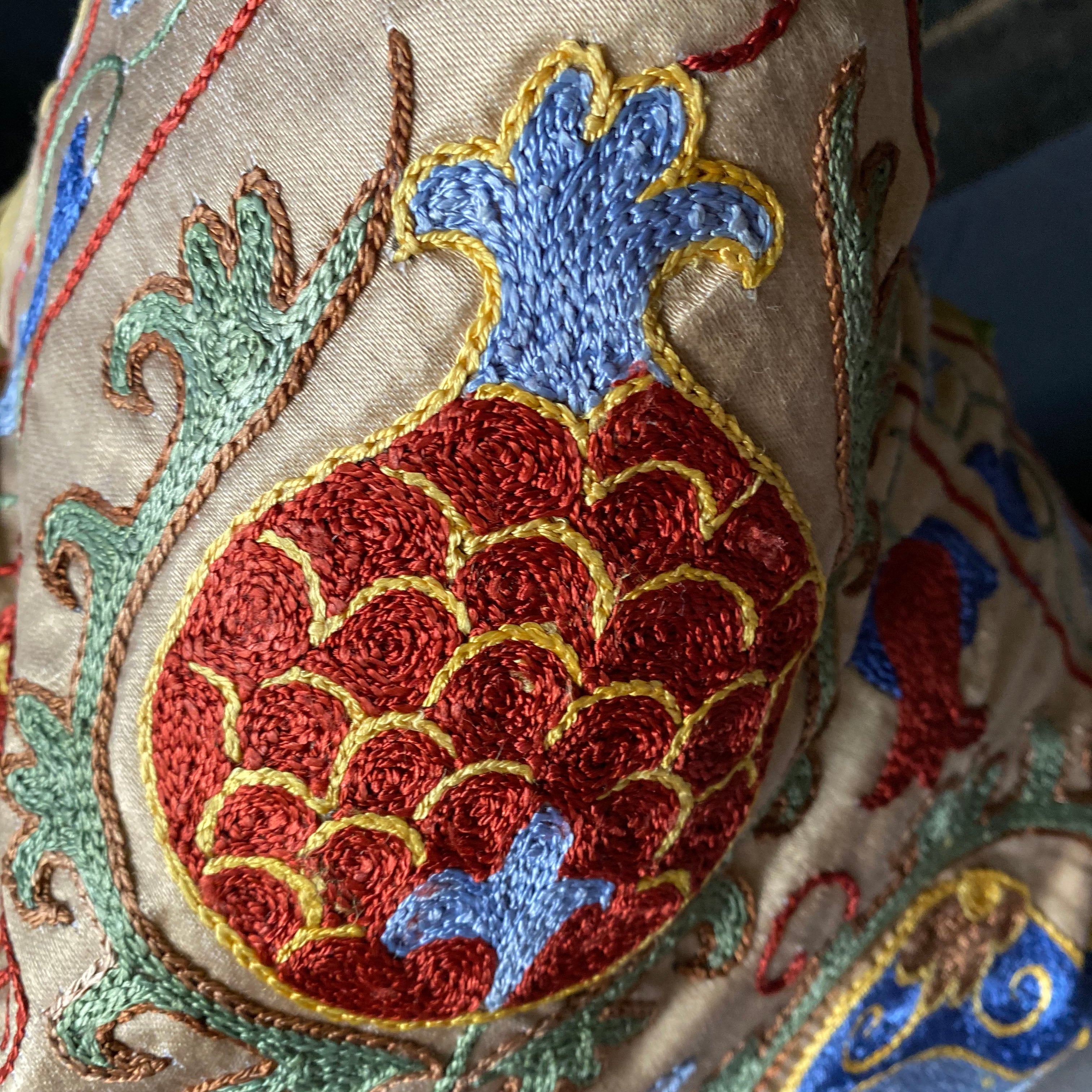 Suzani Cushion with Large Pomegranate Design