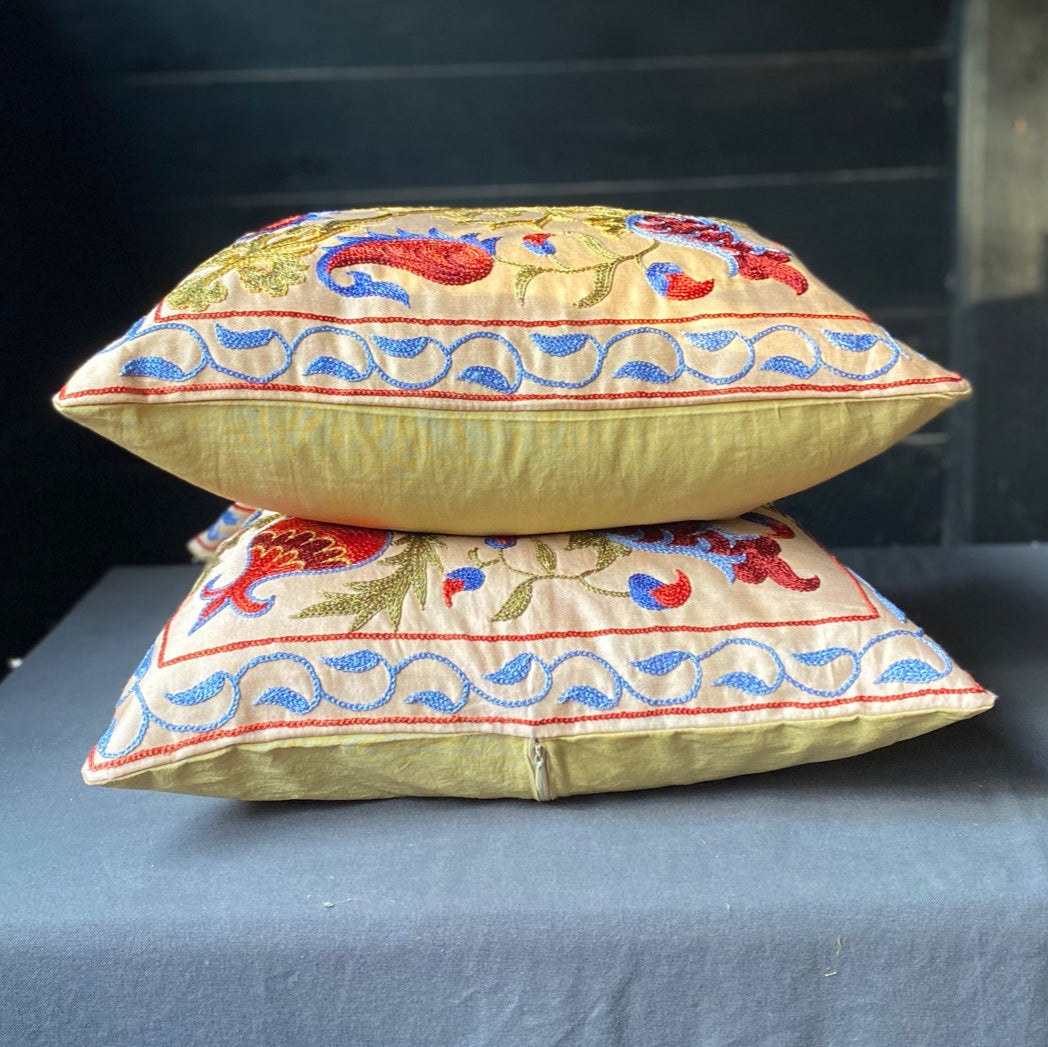 Pair of Suzani Pomegranate Cushions