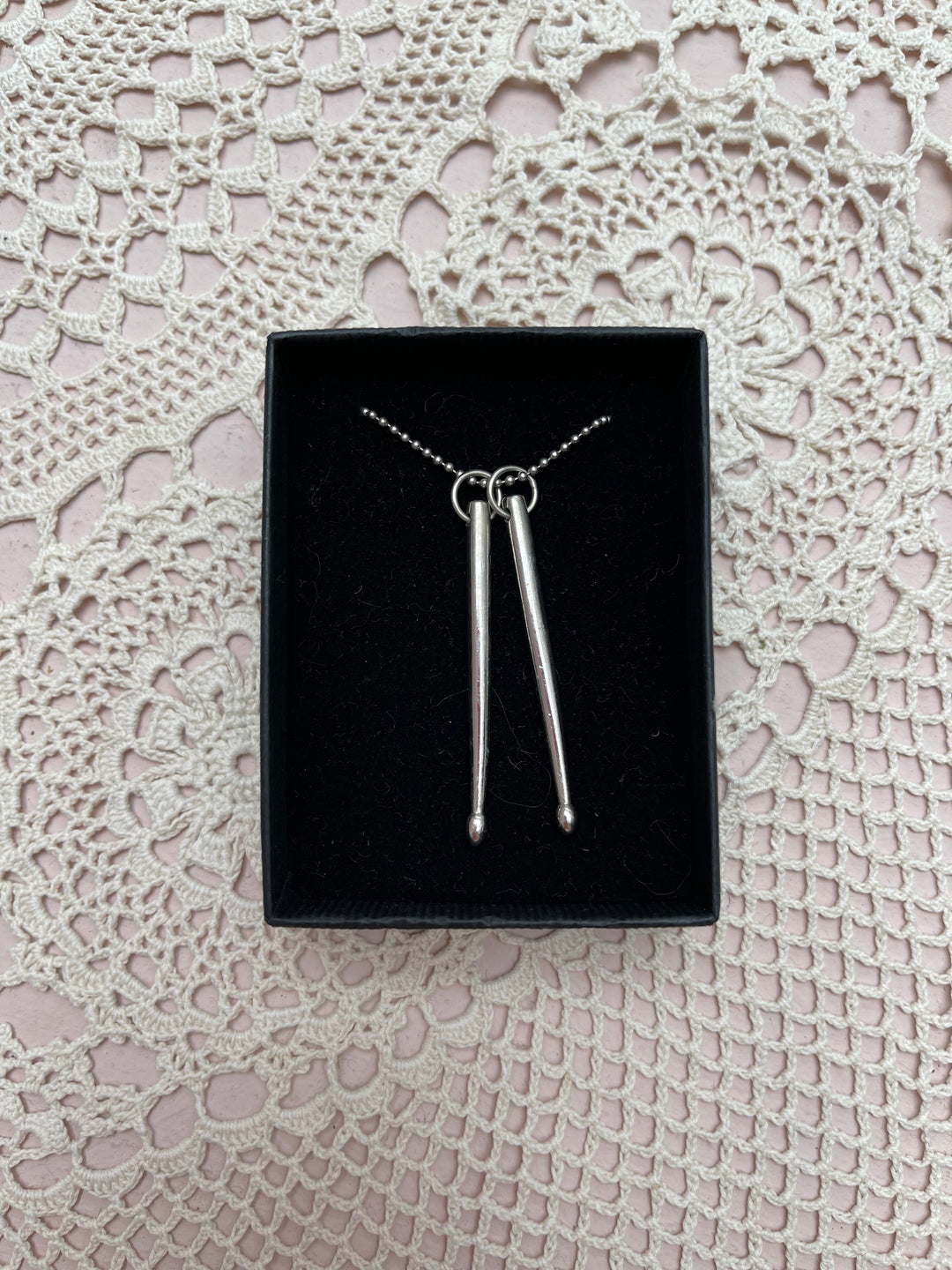 Sterling Silver John Bradbury Engraved Drumsticks Necklace