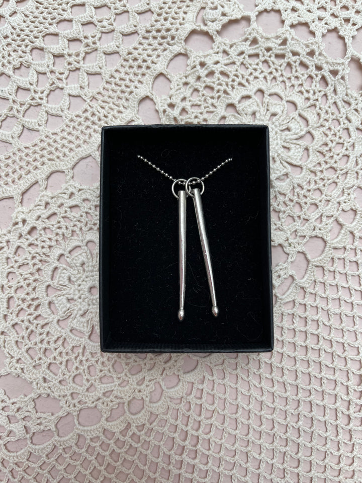 Sterling Silver John Bradbury Engraved Drumsticks Necklace