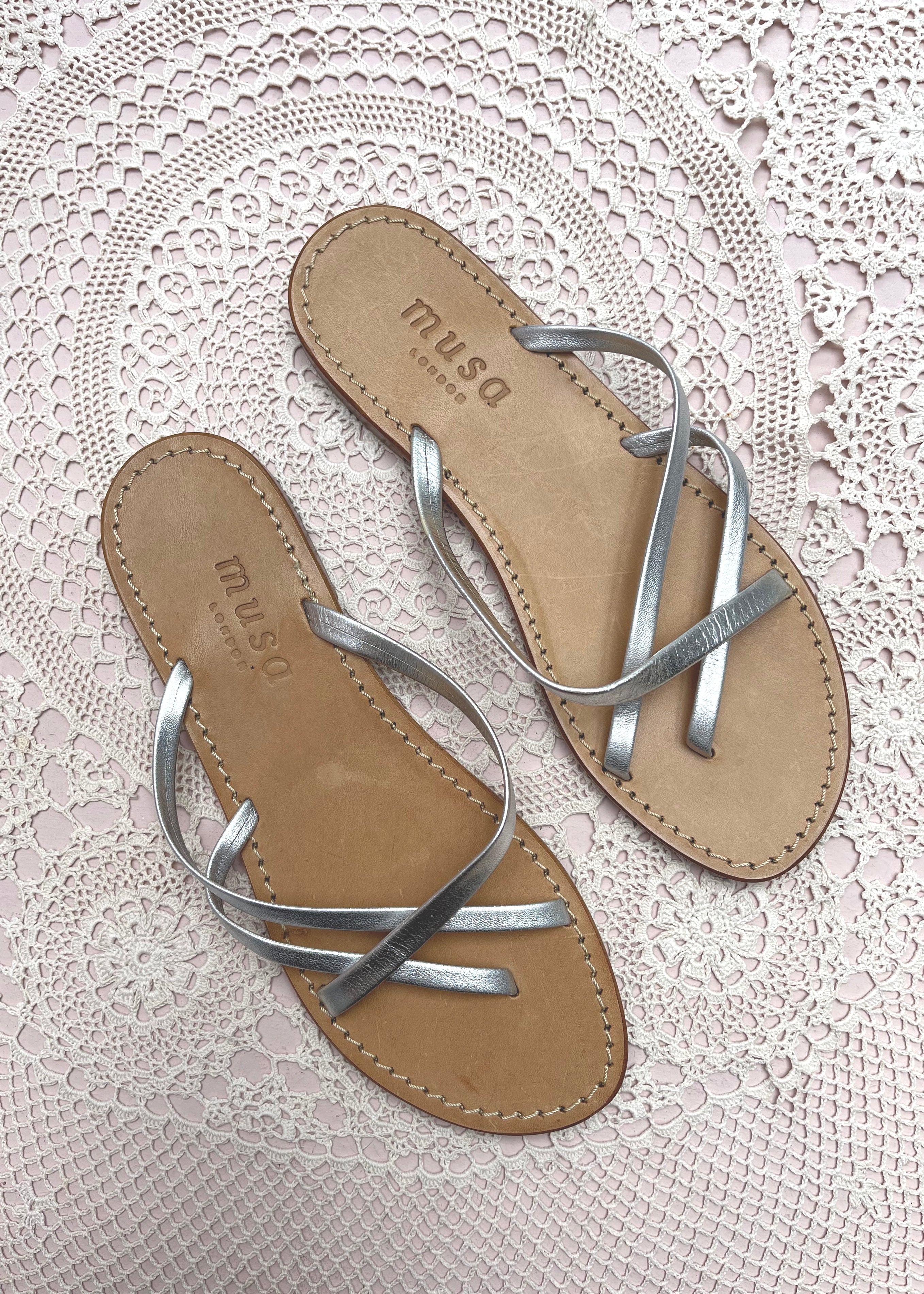 Strappy Silver Leather Musa Sandals