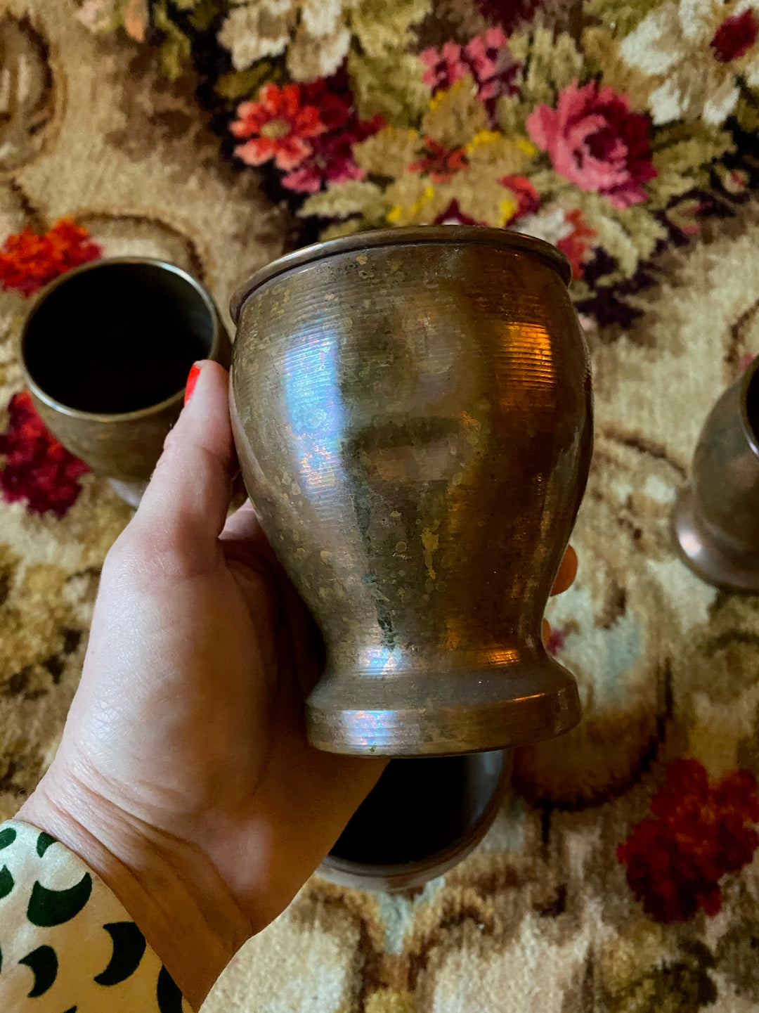 Vintage Copper Bulbous Tumbler Set of 4