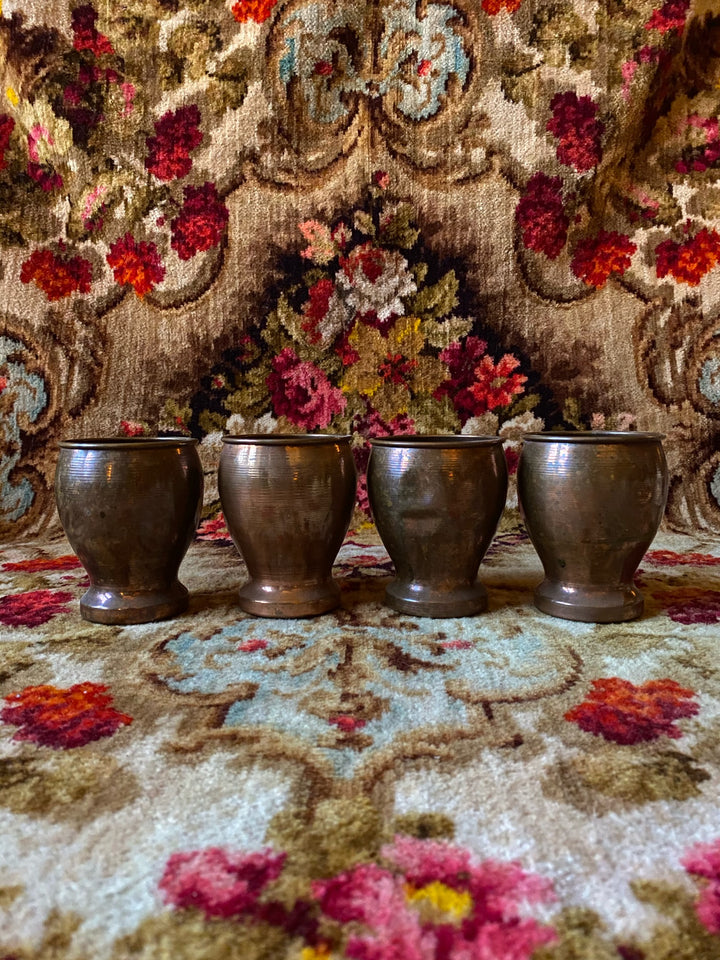 Vintage Copper Bulbous Tumbler Set of 4