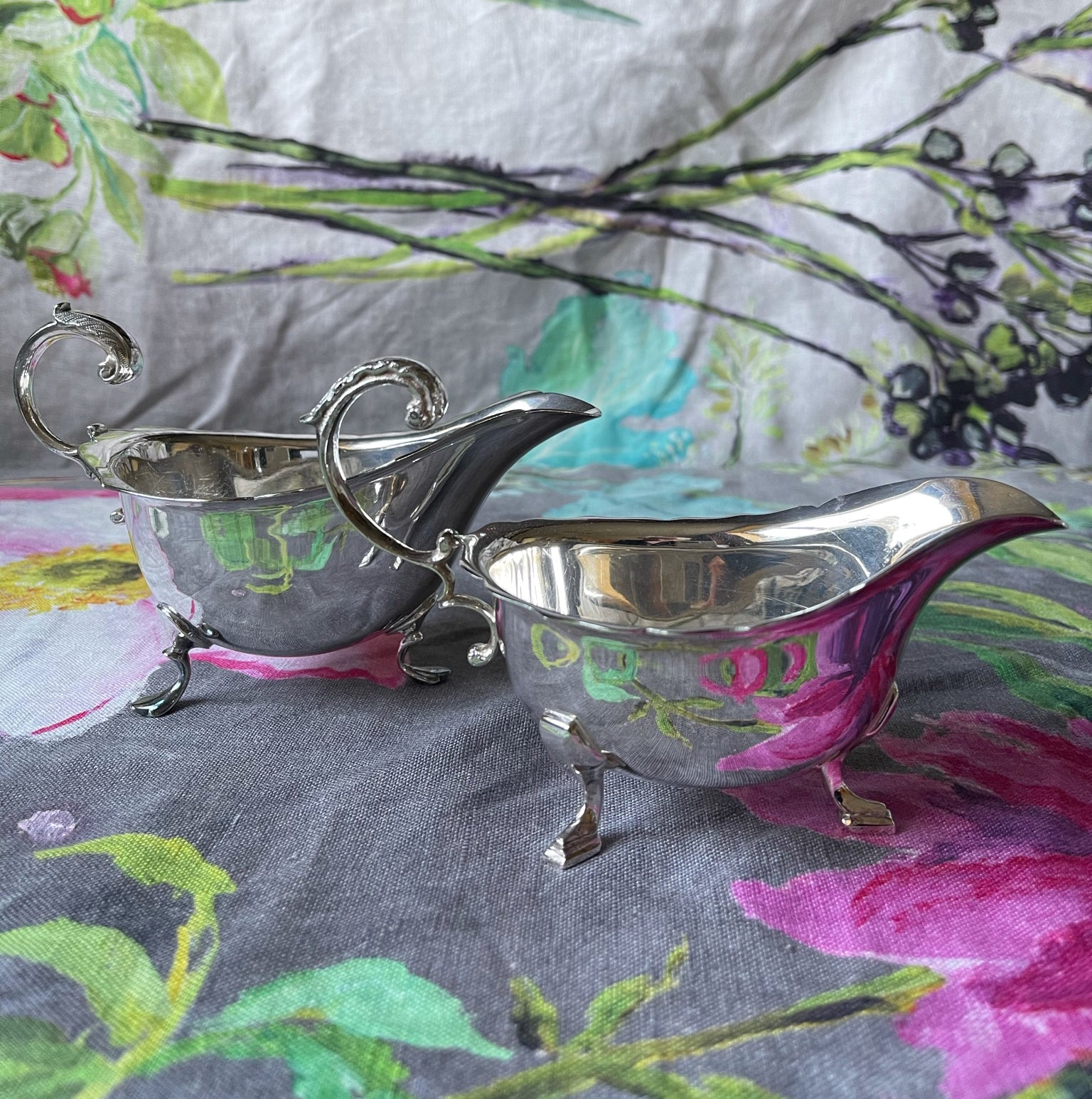 Silver Plated Sauce Boat with Feet