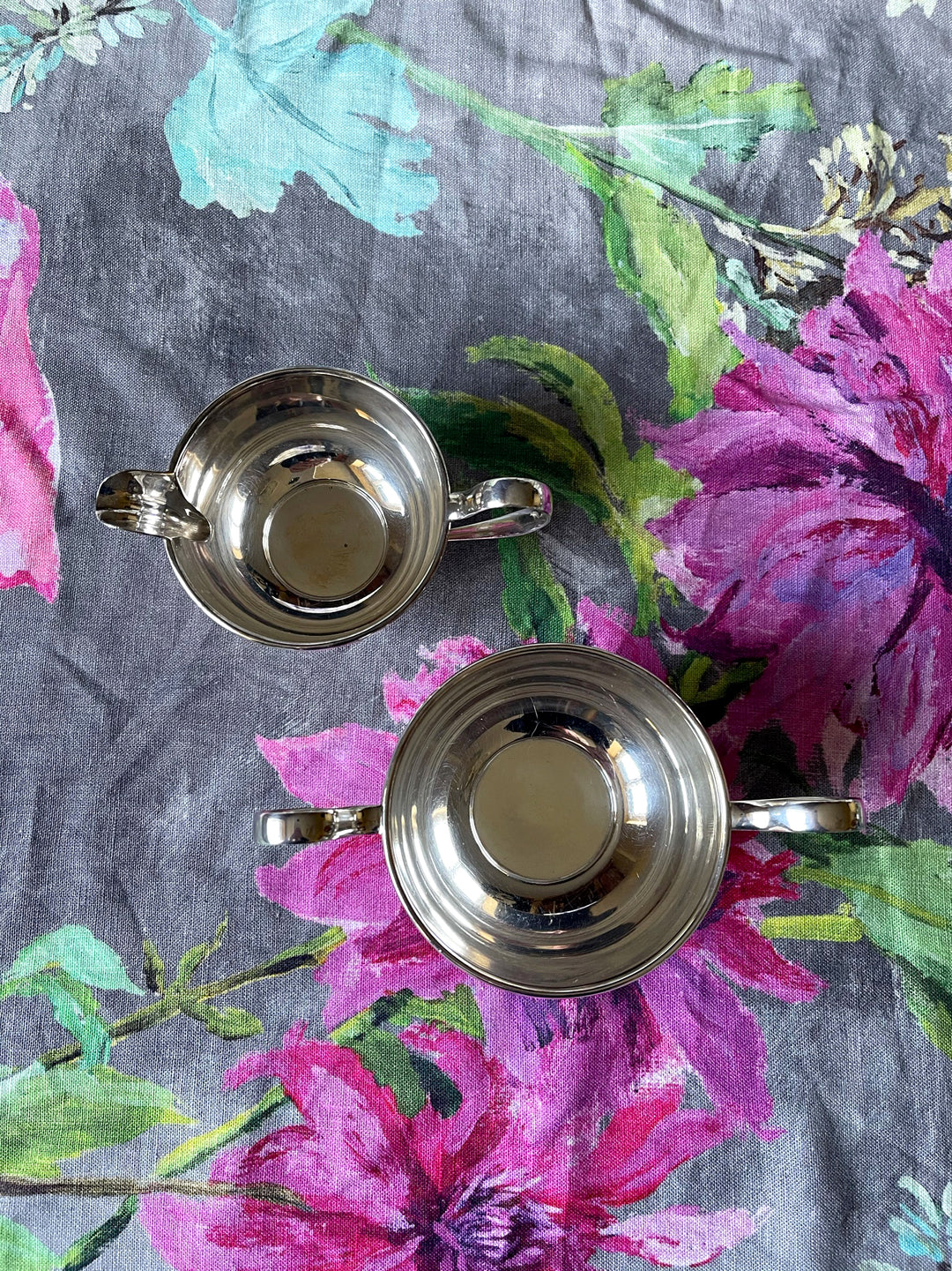 Vintage Silver Sugar Bowl &amp; Jug