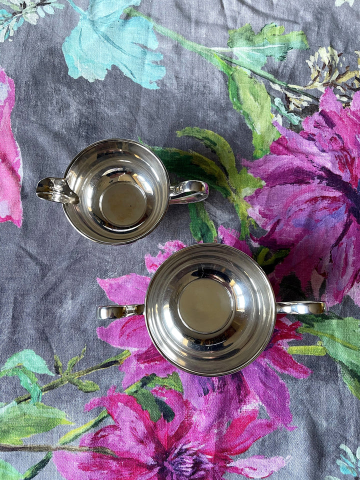 Vintage Silver Sugar Bowl &amp; Jug
