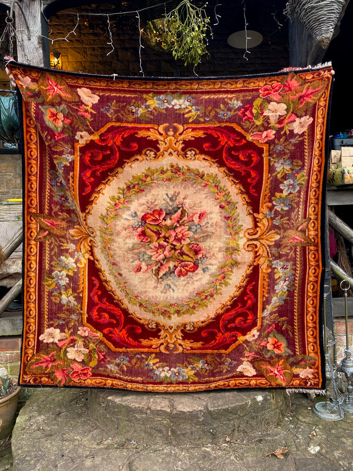 Antique Chenille Floral Table Carpet