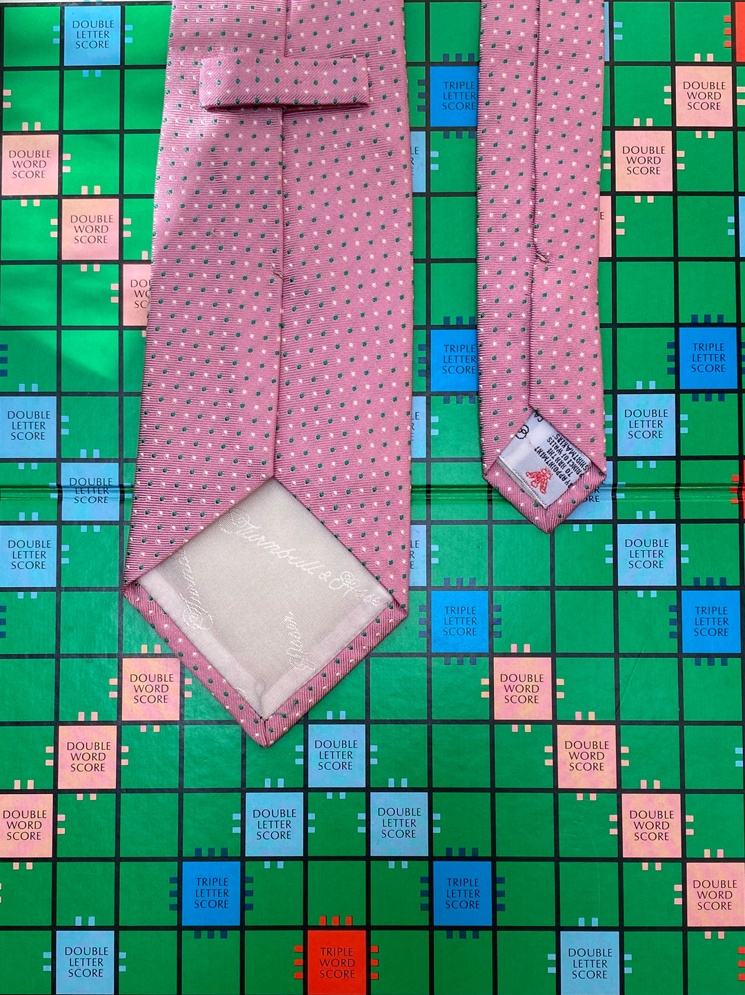 Pink &amp; Green Polka Dot Turnbull &amp; Asser Silk Tie