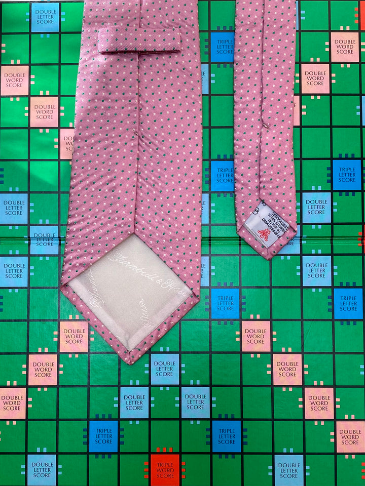 Pink &amp; Green Polka Dot Turnbull &amp; Asser Silk Tie