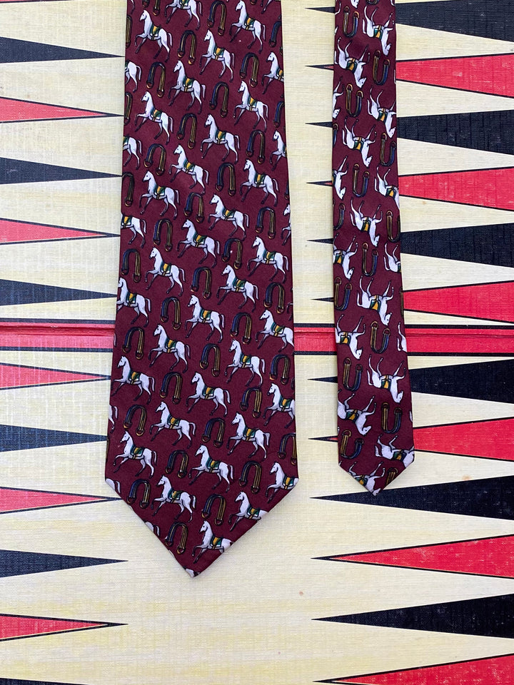 Vintage Burgundy Pavarotti Silk Tie
