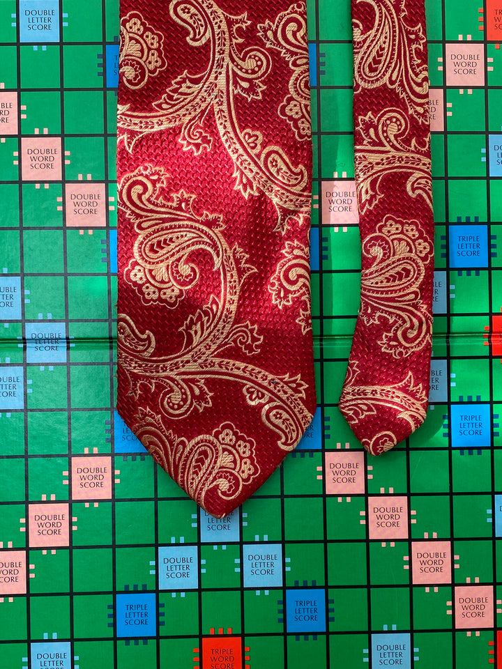 Favourbrook Red &amp; Gold Paisley Silk Tie